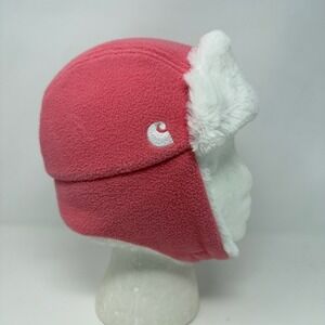 Carhartt Infant /‎ Toddler Trapper Hat Pink Fleece Faux Fur Lined Warm Ear Flap